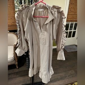 Karlie Preppy Gingham Checkered Ruffle Sleeve Dress - size S